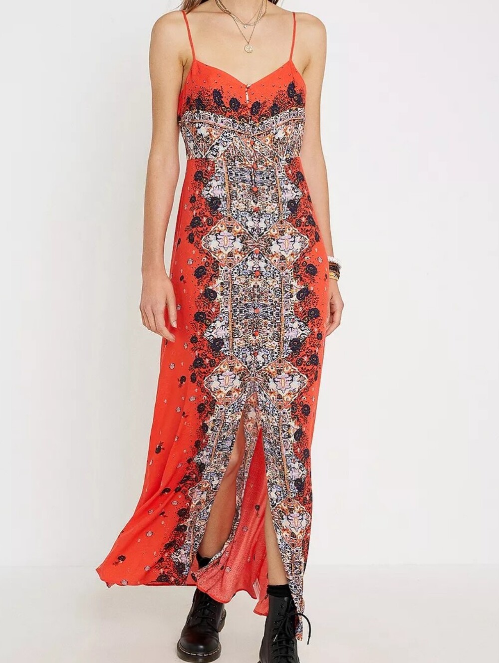 Free People Morning Song Orange Maxi Dress